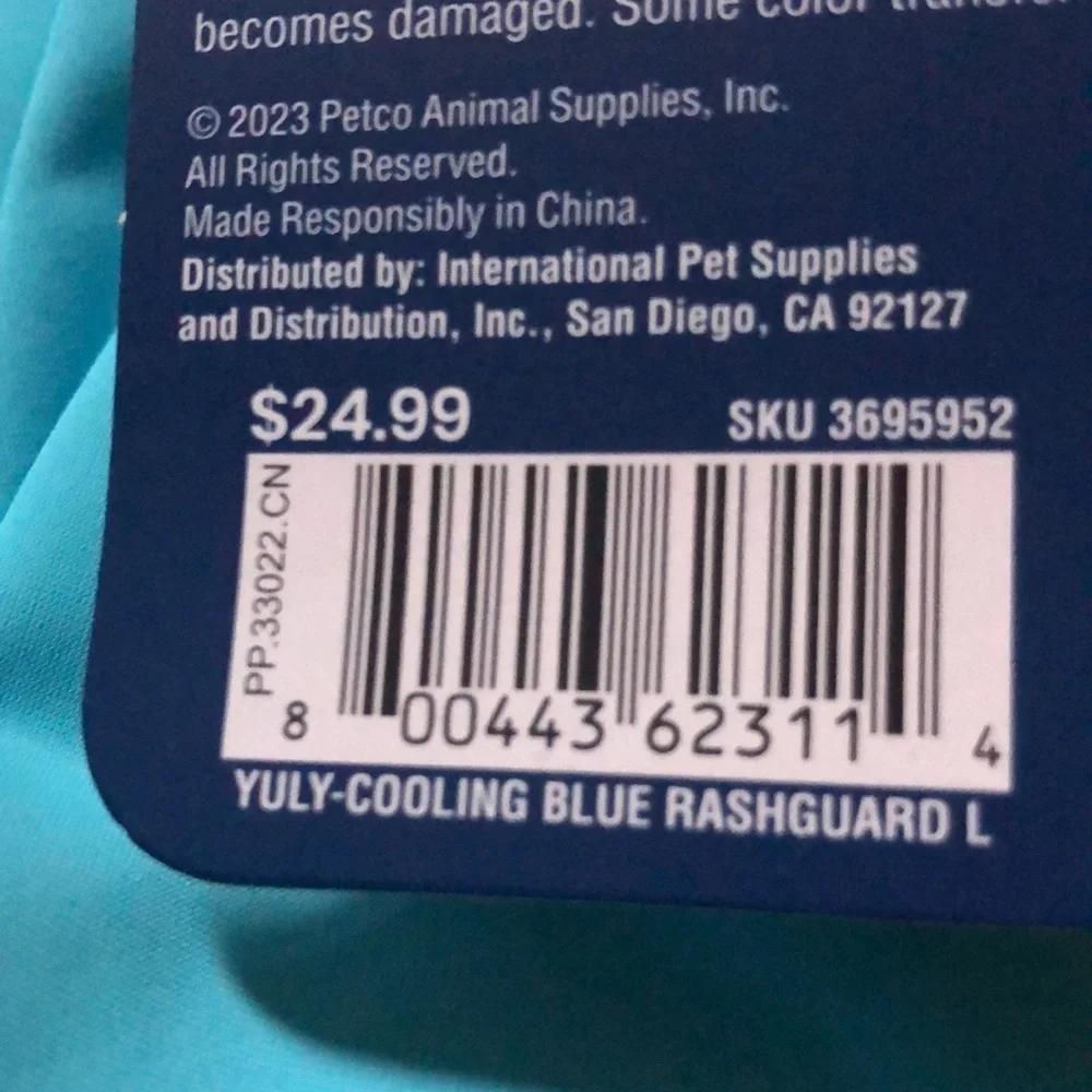 YOULY Blue Cooling Rashguard for Dogs L